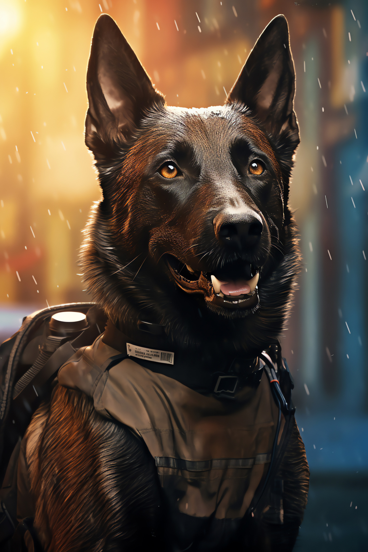 Dutch Shepherd law enforcement canine, Brindle-coat police dog, Watchful brown-eyed sheepdog, K-9 unit work stance, Service animal , HD Phone Wallpaper