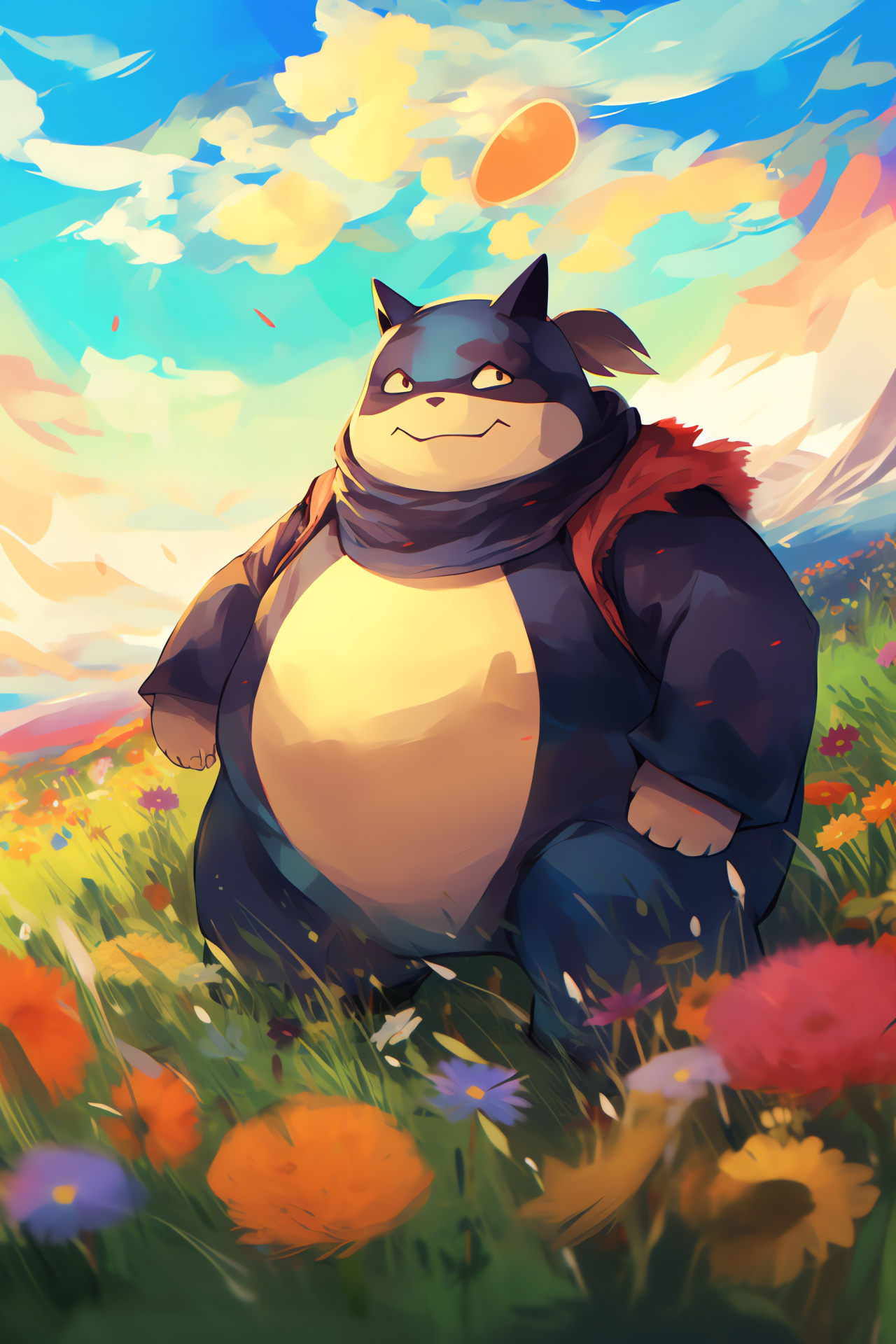 Snorlax in meadow art, Go Trainer's choice, Digital art Pokemon, Slumbering giant, Tranquil setting, HD Phone Image