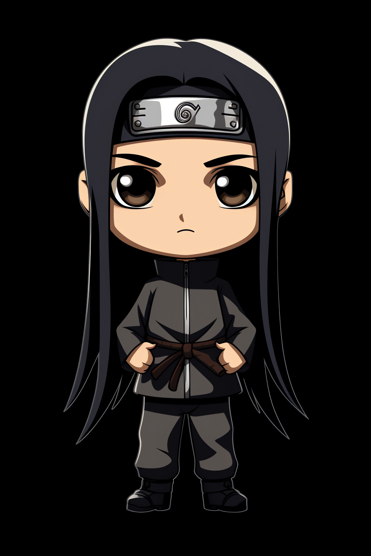 Chibi Neji Hyuga, Hyuga clan member, anime adaptation, defensive stance, dark setting, HD Phone Image