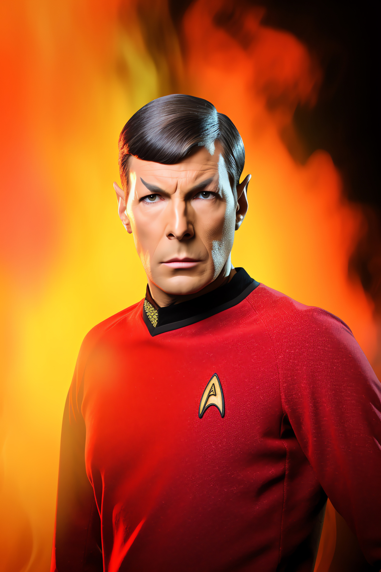 Starfleet engineer, Scotty charm, Smile with mischief, Engineering tool, Red uniform, HD Phone Image