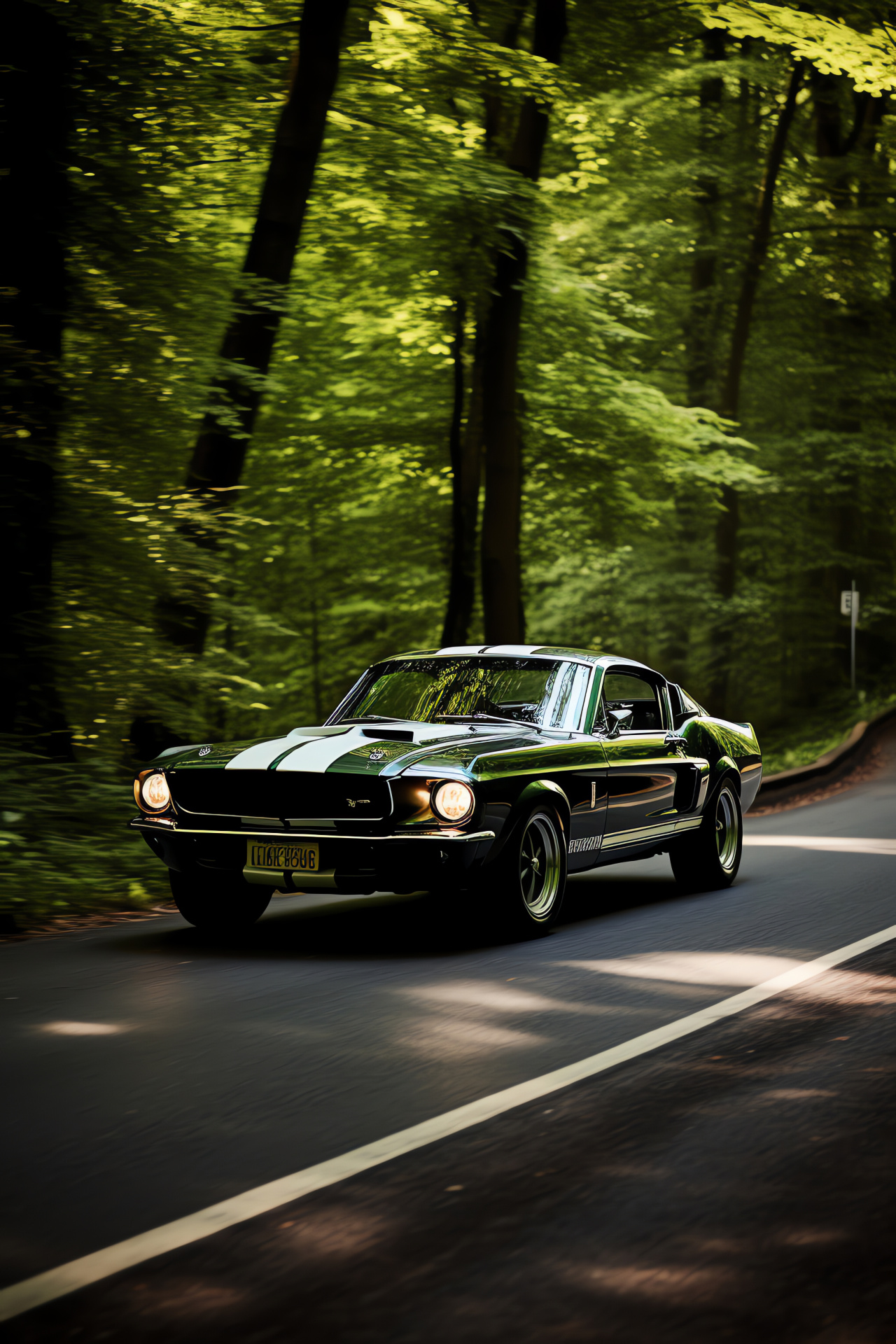 Muscle car at Nrburgring, Forest edge track, German engineering, Green lush background, Legendary racing, HD Phone Image