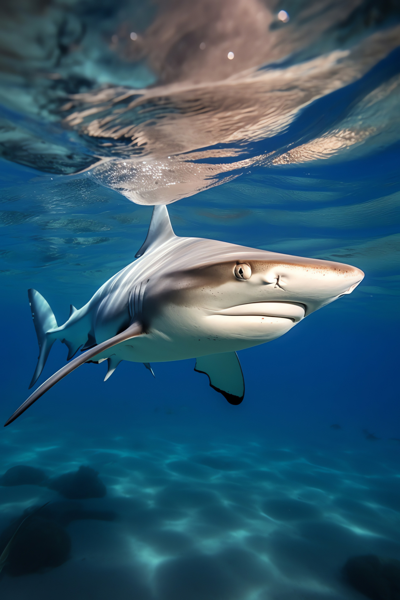 Blacktip reef shark, Shark species, Predator fins, Caribbean underwater, Aquatic speed, HD Phone Image