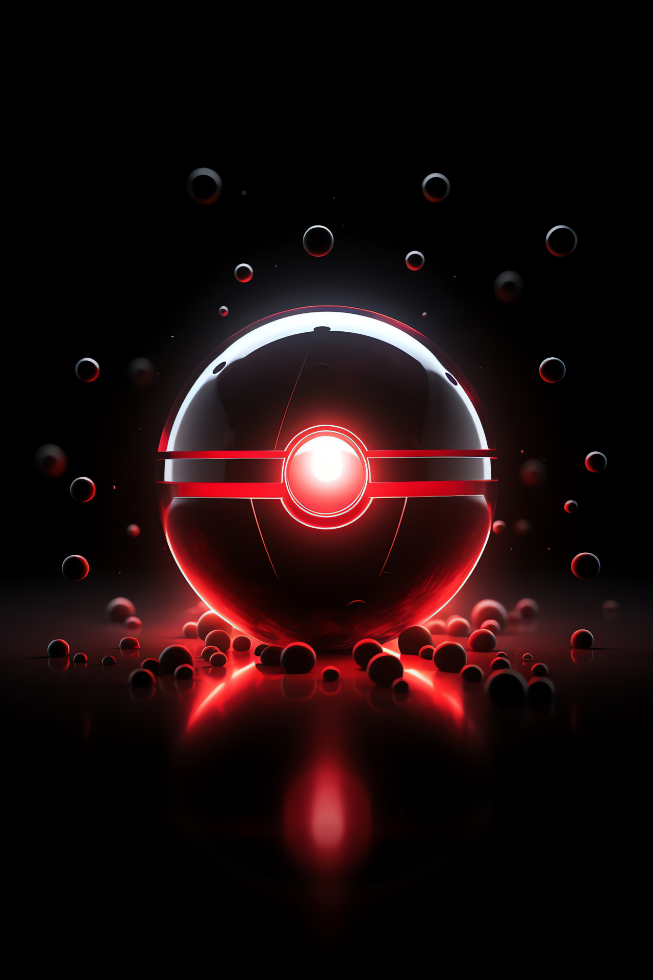 Pokeball icon, Dark abyss, Sphere design, Poised angle, Engagement action, HD Phone Image