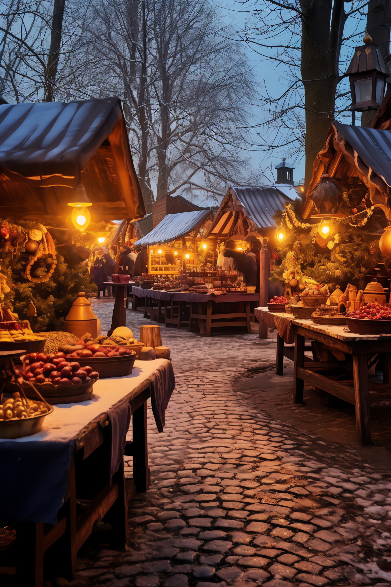 Yule celebration, festive market, winter handmade goods, artisan stalls, cultural event, HD Phone Wallpaper