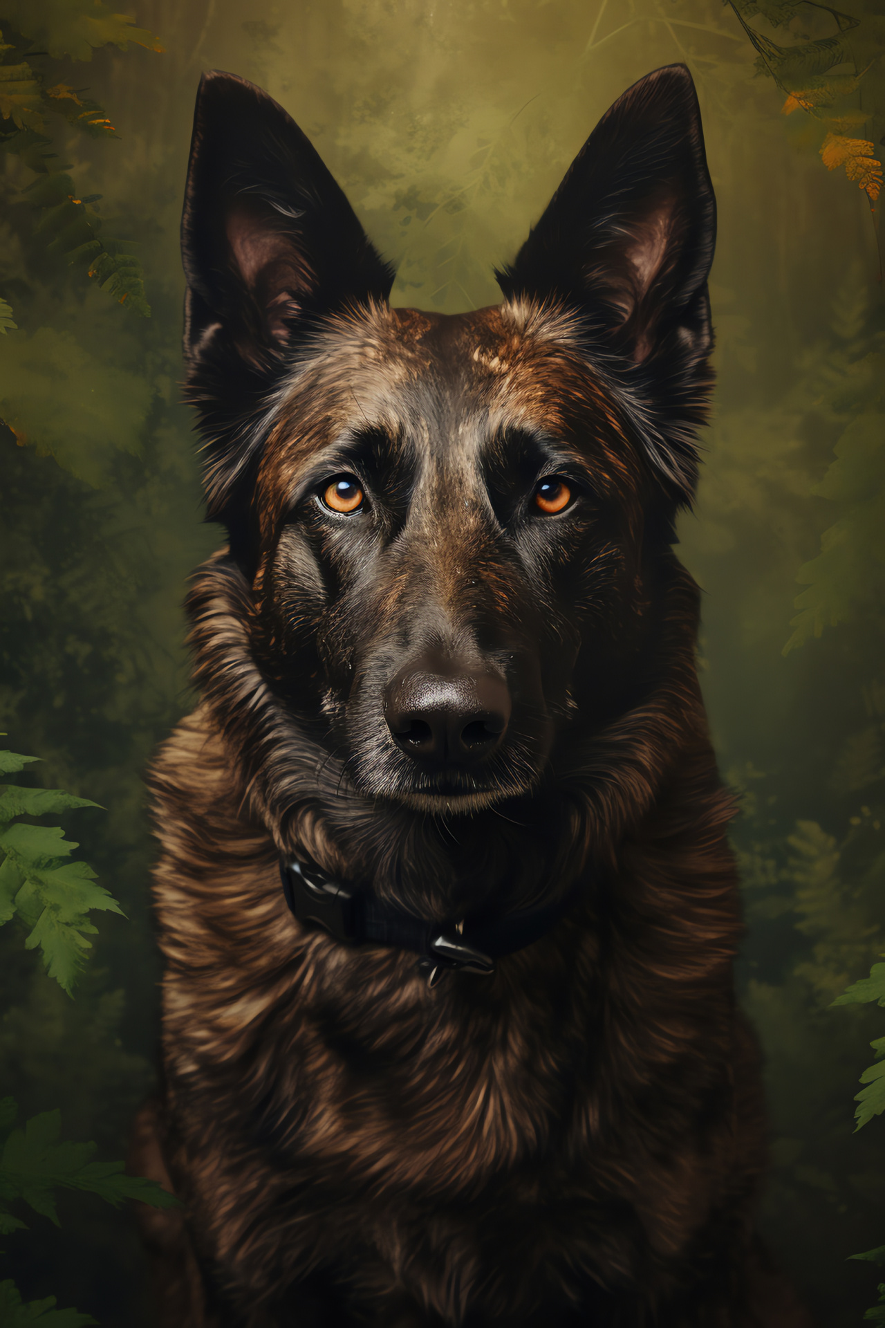 Dutch Shepherd officer, K-9 unit member, Striped fur pattern, Formidable physique, Dutiful stare, HD Phone Wallpaper