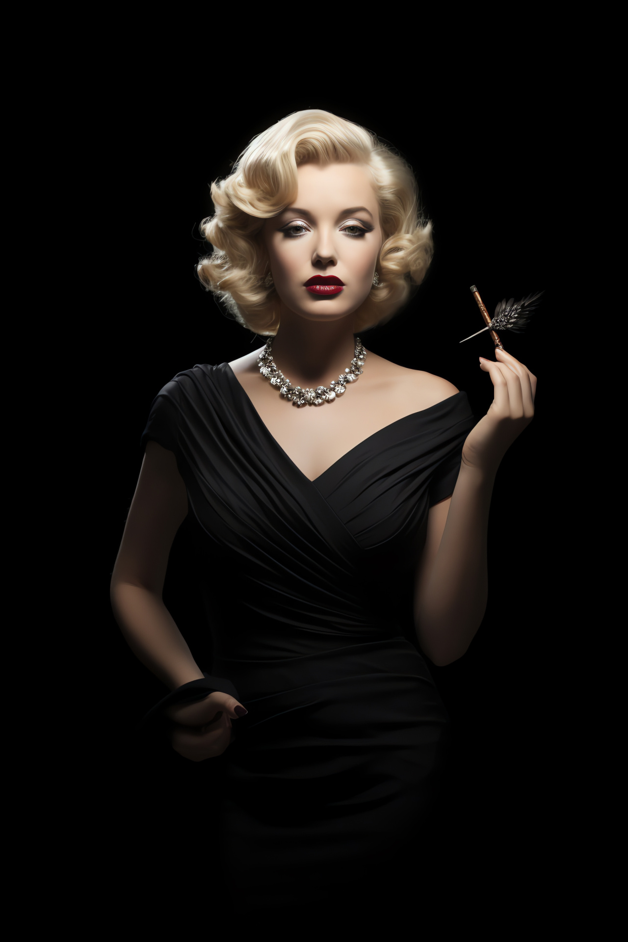 Marilyn Monroe artwork, Hollywood legend, Brown-eyed mystery, Quill, Dramatic contrast, HD Phone Image