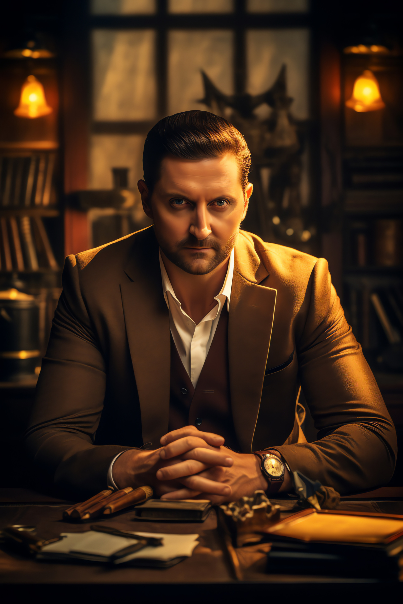 Richard Armitage, Movie setting, Character study, Office scene, Luxurious filmmaking, HD Phone Image