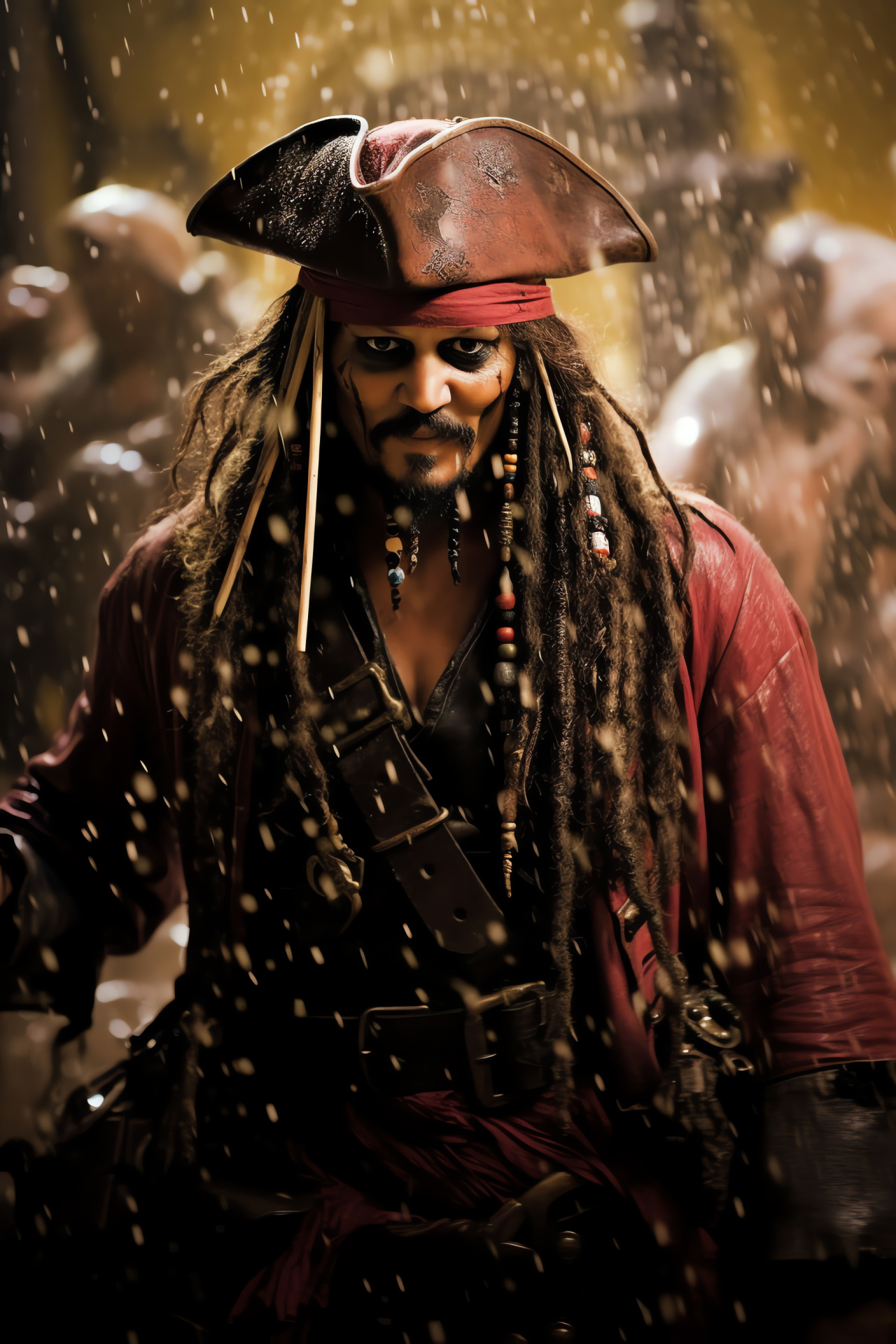 Pirates cinematic battle, Elusive fountain, Sparrow at war, Blackbeard's force, Maritime struggle, HD Phone Wallpaper