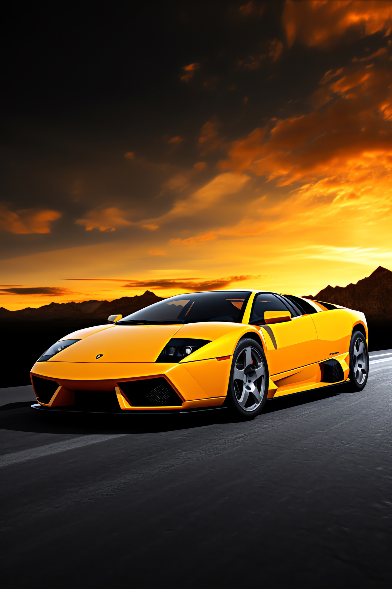 Murcielago side profile, Dual-tone visual impact, Aerodynamic car nature, Paint vibrancy, Energetic character, HD Phone Wallpaper