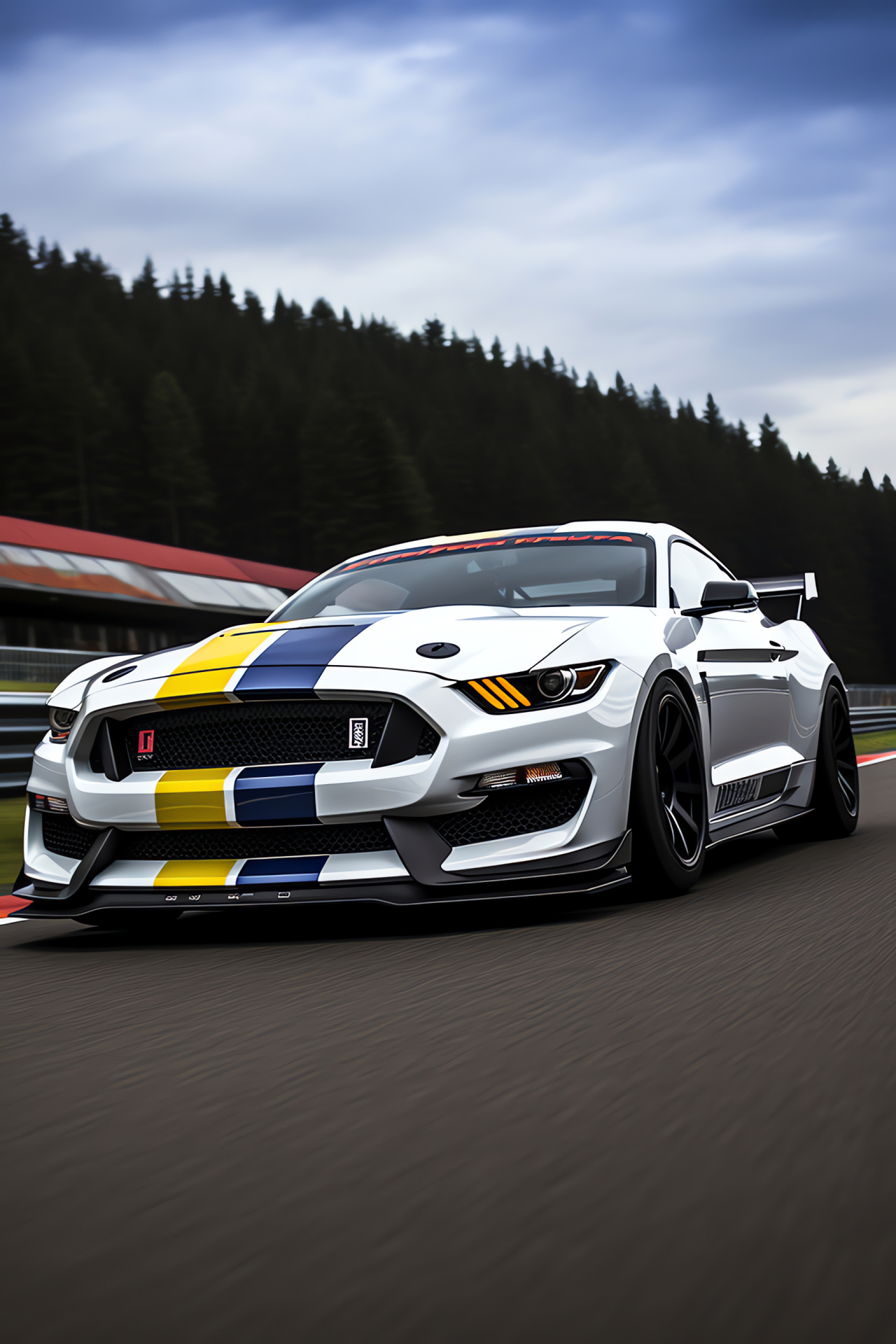 Ford Mustang GT350R performance, Belgian track competition, Motorsports aerodynamics, Racing time trial, Professional driving, HD Phone Wallpaper