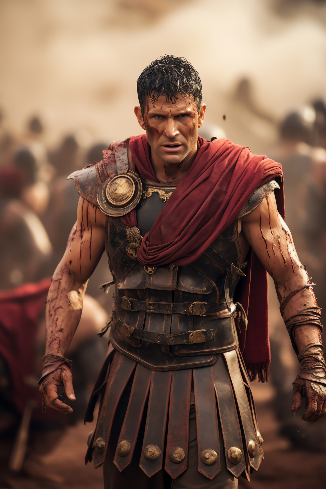 Rebel Spartacus, Ancient clash, Imperial adversary backdrop, Armor gear, Gladiator rebellion, HD Phone Image