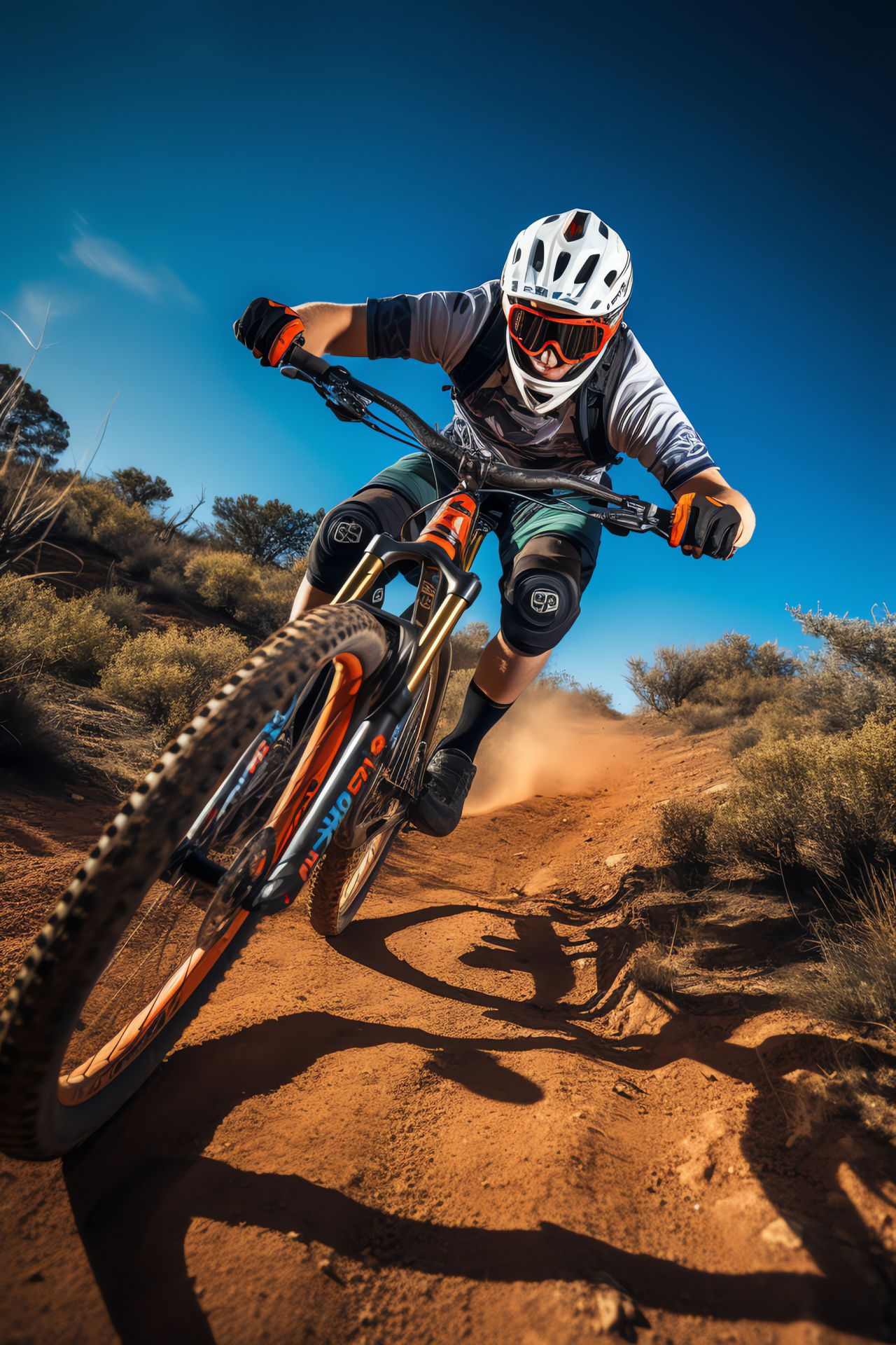 Transition MTB tricks, Artistic trail shapes, MTB competition, Patterned freestyle maneuvers, Cyclist agility display, HD Phone Image