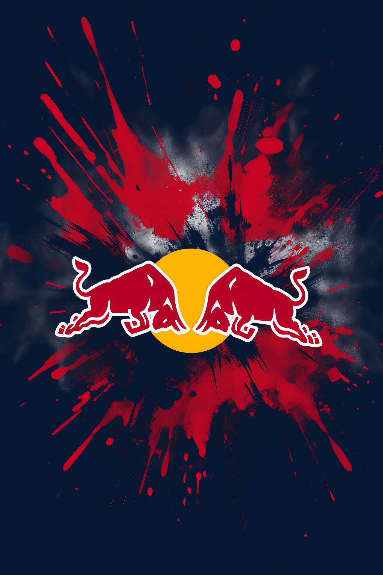 Red Bull logo, Splatter Paint art, Bold presence, Artistic decoration, Sporting events, HD Phone Wallpaper
