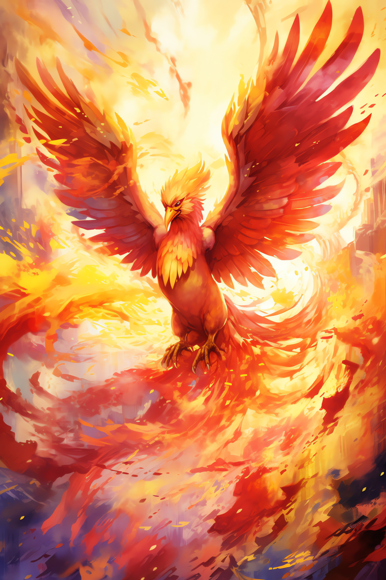 Ho-Oh from Pokemon Fire Red, Legendary bird trio, Prism guardian, Mystic tower resident, Radiant plumage, HD Phone Wallpaper