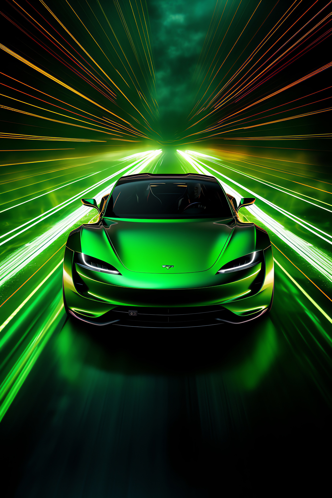 Tesla Roadster, Electric Sports Car, Futuristic Design, Green Energy, Aerial Dynamics, HD Phone Image