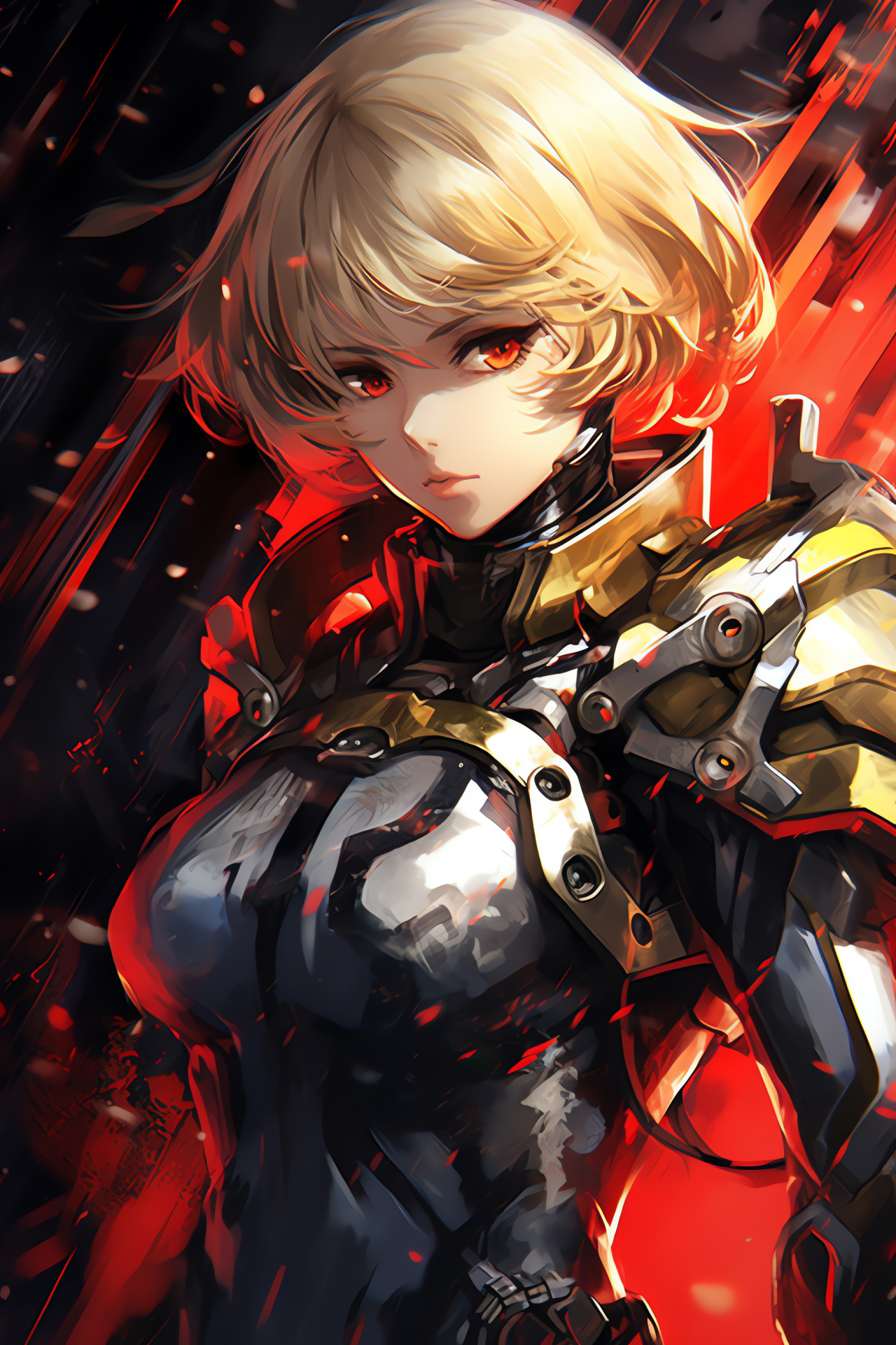 Aigis combat mode, Robotic character action, Fast-paced battle, Game animation, HD Phone Image