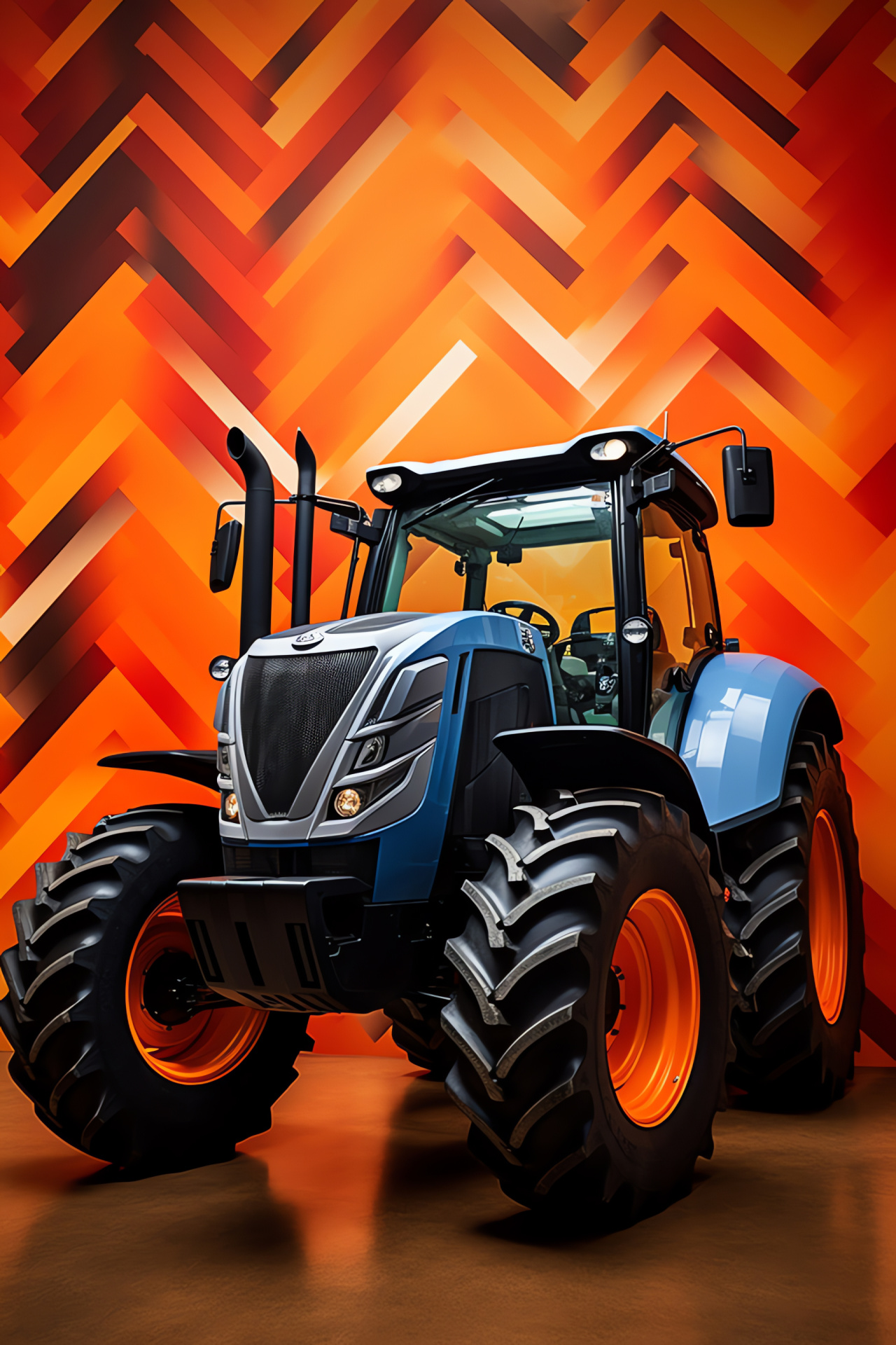 Kubota M7 series tractor, Agriculture equipment, Farm utility vehicle, Array of hues, Geometric pattern design, HD Phone Wallpaper