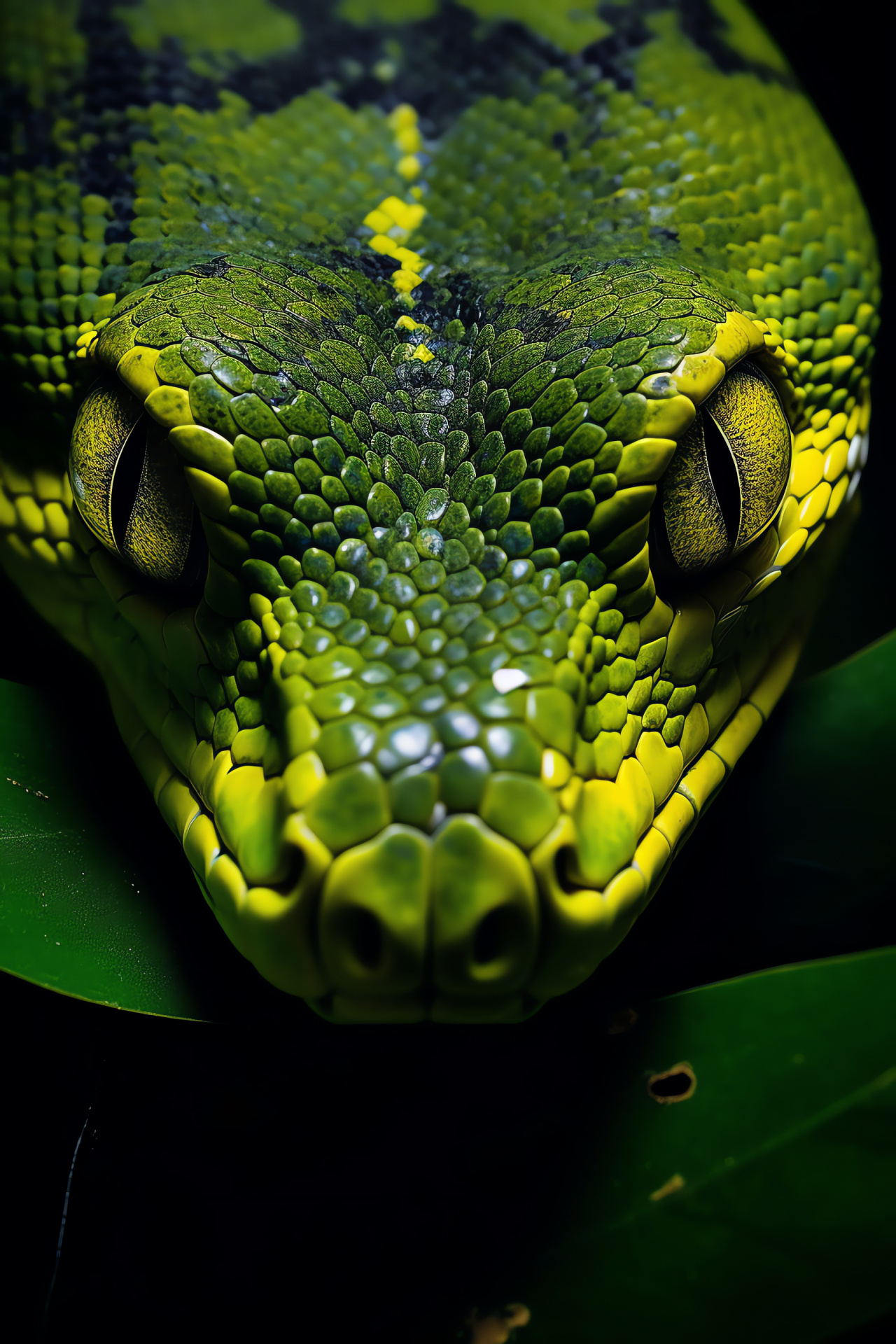 Green tree python, Arboreal serpent, Rainforest python species, Reptile with vibrant scales, Exotic snake, HD Phone Image