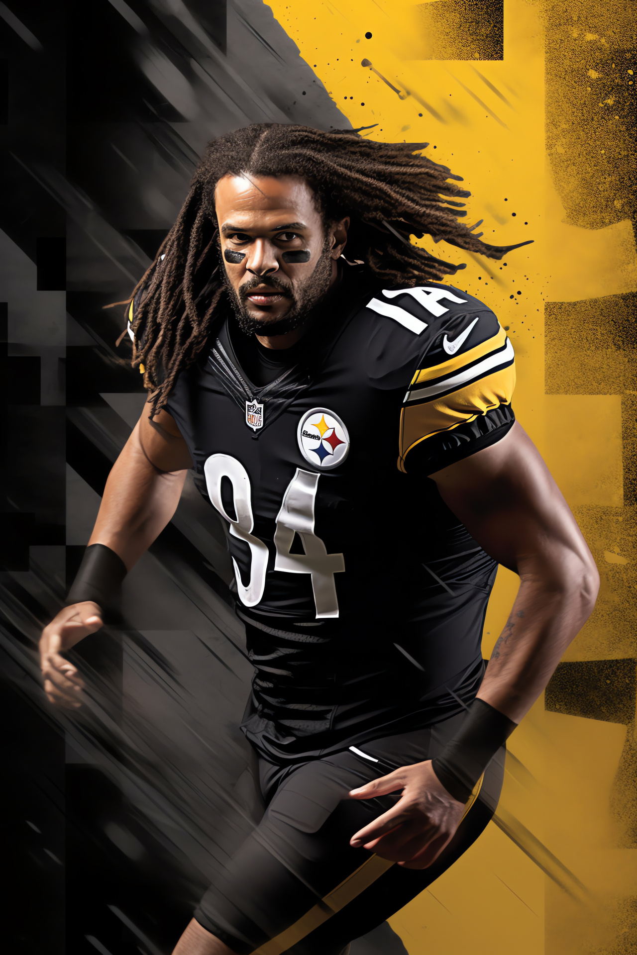 Troy Polamalu, Famous safety, Long hairstyle, NFL Steelers, Team uniform, HD Phone Wallpaper