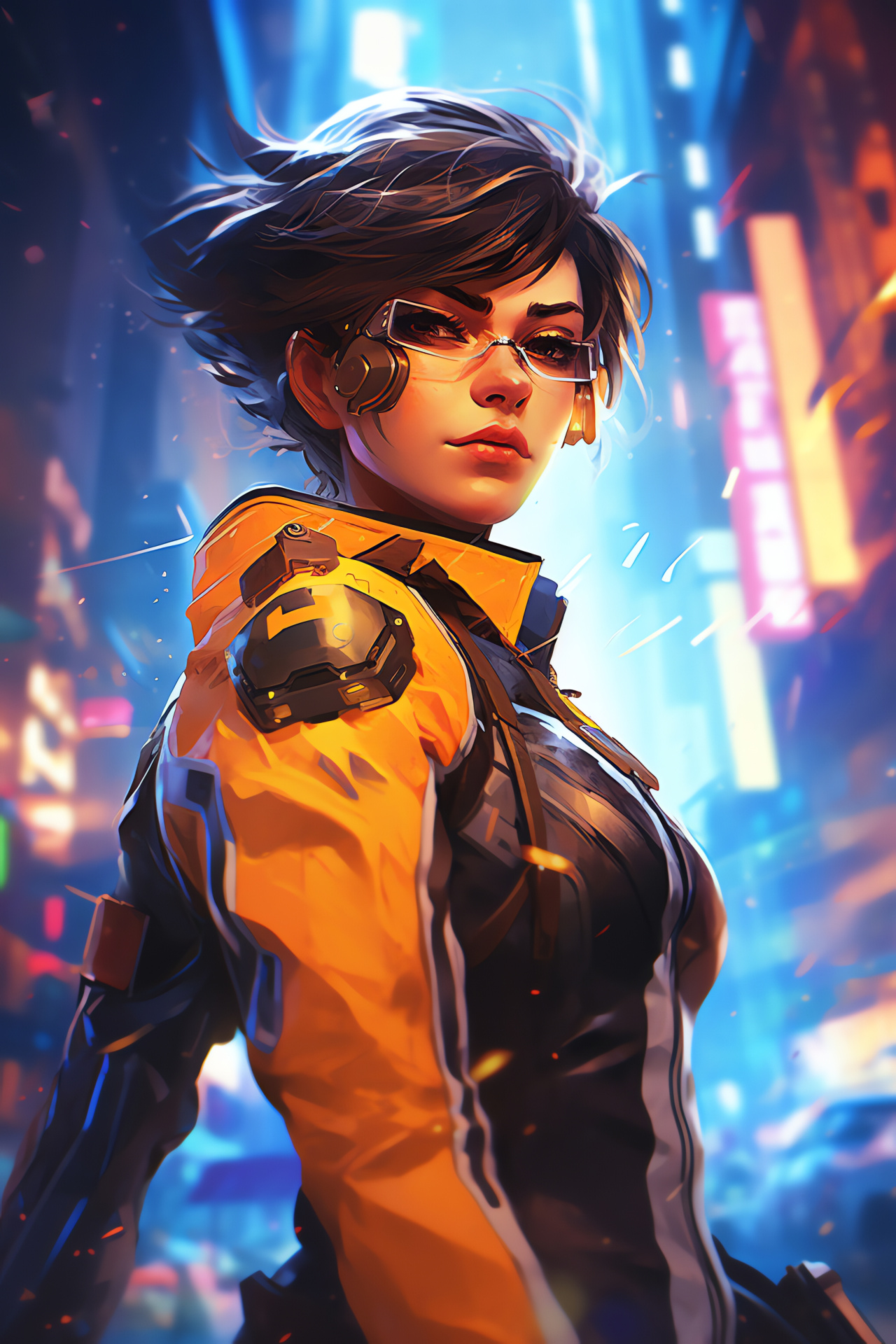 Overwatch heroine Tracer, Advanced metropolis depiction, French capital virtual tour, Gaming enterprise, Chrono-active escapade, HD Phone Image