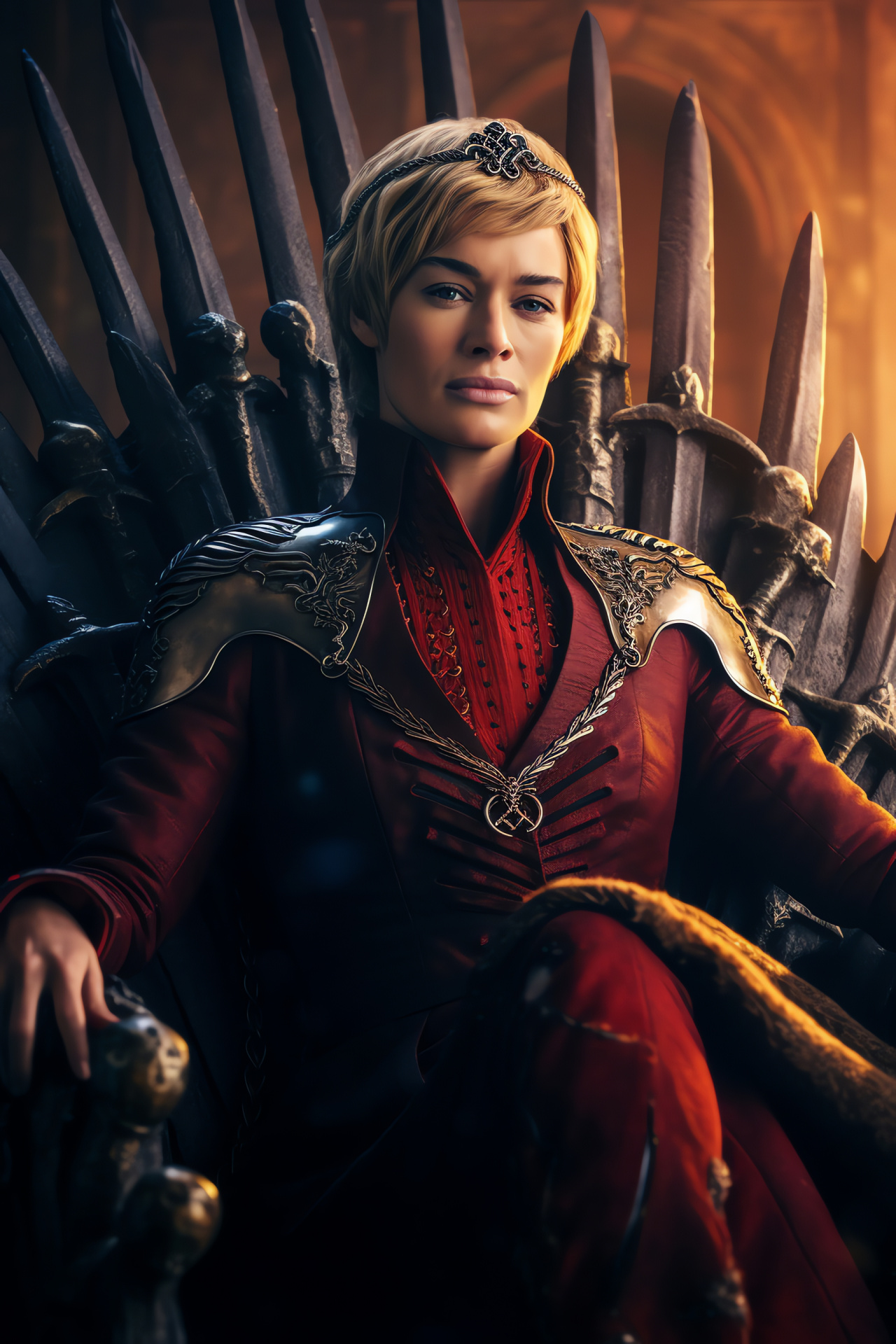 Cersei's grasp for power, Iron Throne regent, Westeros ruler, Seven Kingdoms monarch, political machinations, HD Phone Image