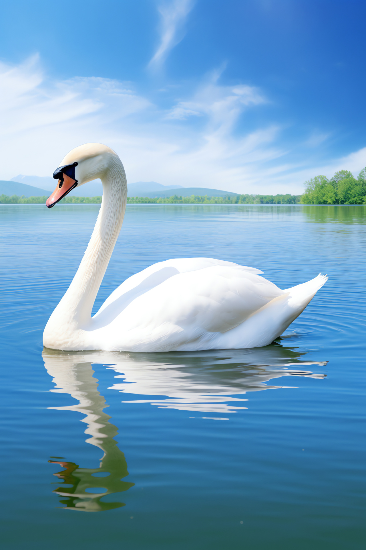 Swan, avian beauty, serene bird, tranquil water habitat, graceful fauna, HD Phone Image