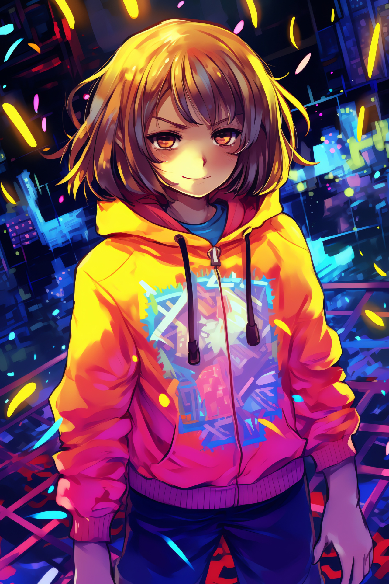 Undertale protagonist Frisk, Role-playing game, Turquoise eye illustration, Character render, Pixelated graphics, HD Phone Image