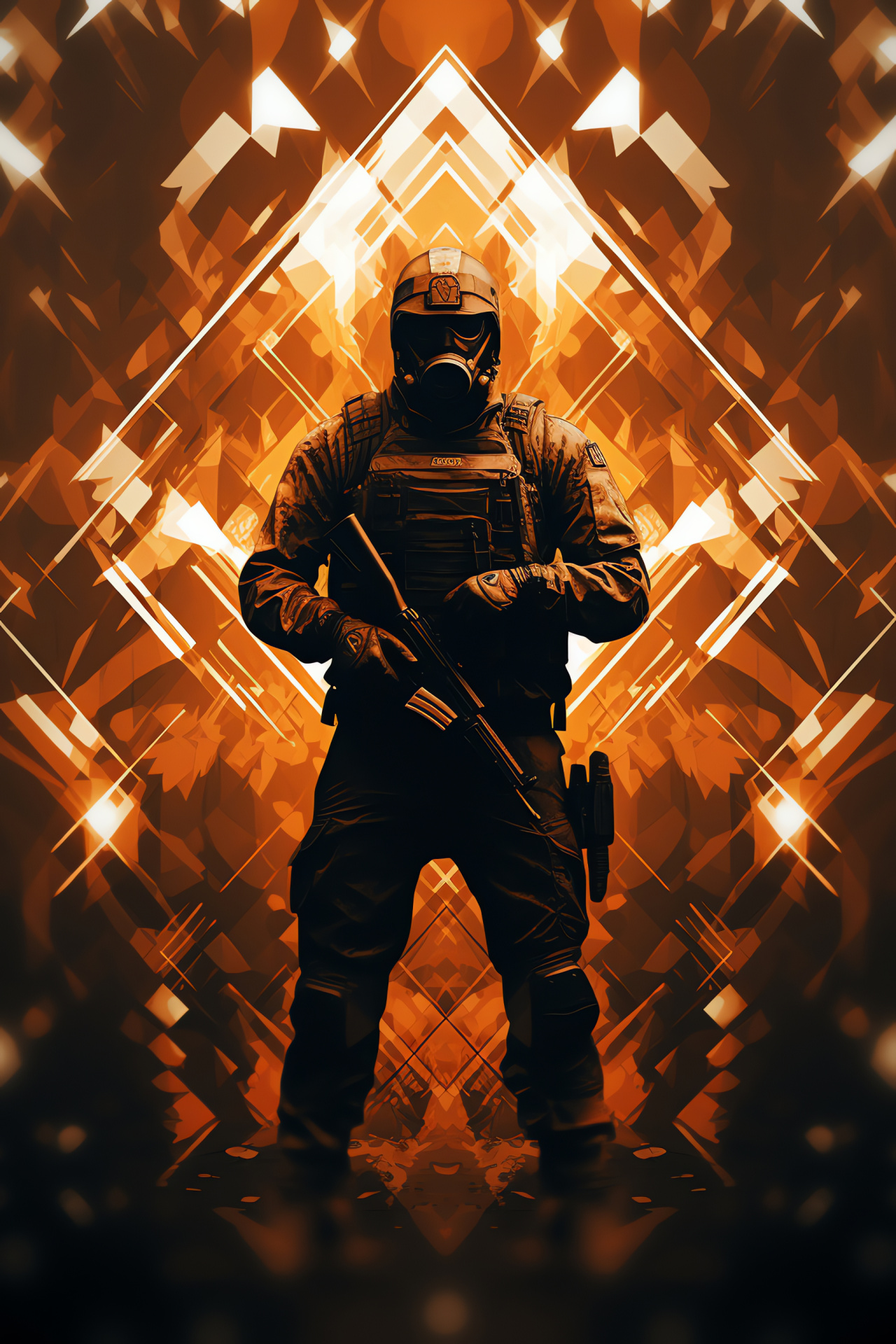 MW2 Operative, Brown-eyed soldier, RPG gear, Abstract designs, Combat scenery, HD Phone Wallpaper