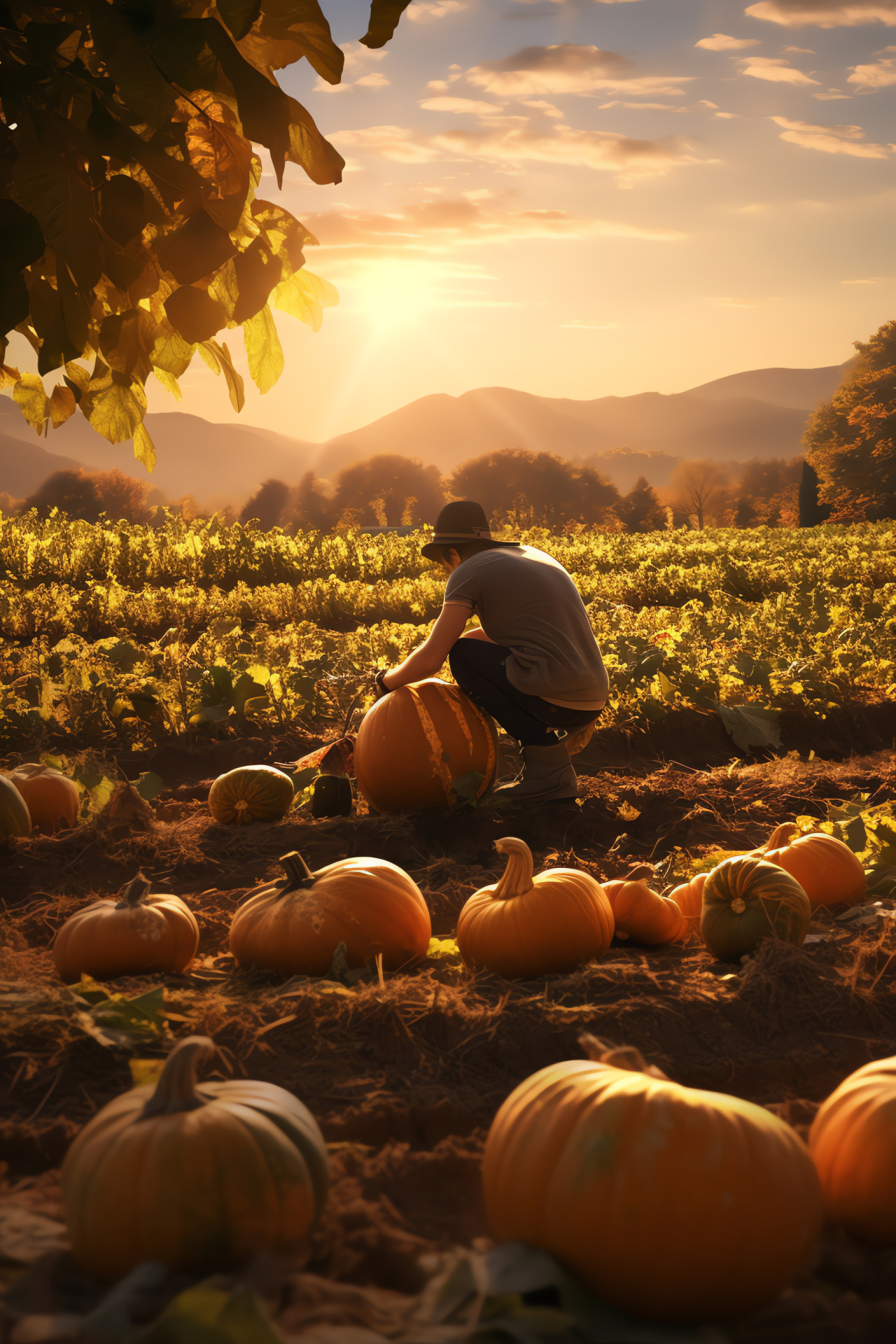 Pumpkin harvest field, Autumnal farm produce, Rural agriculture, Fresh vegetables, Seasonal crops, HD Phone Wallpaper