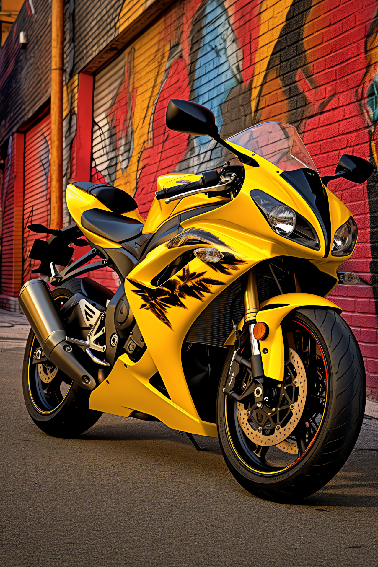 Suzuki GSXR 750, Dual-tone body paint, Motorcycle high-angle, Color-triad background, Attractive design, HD Phone Image