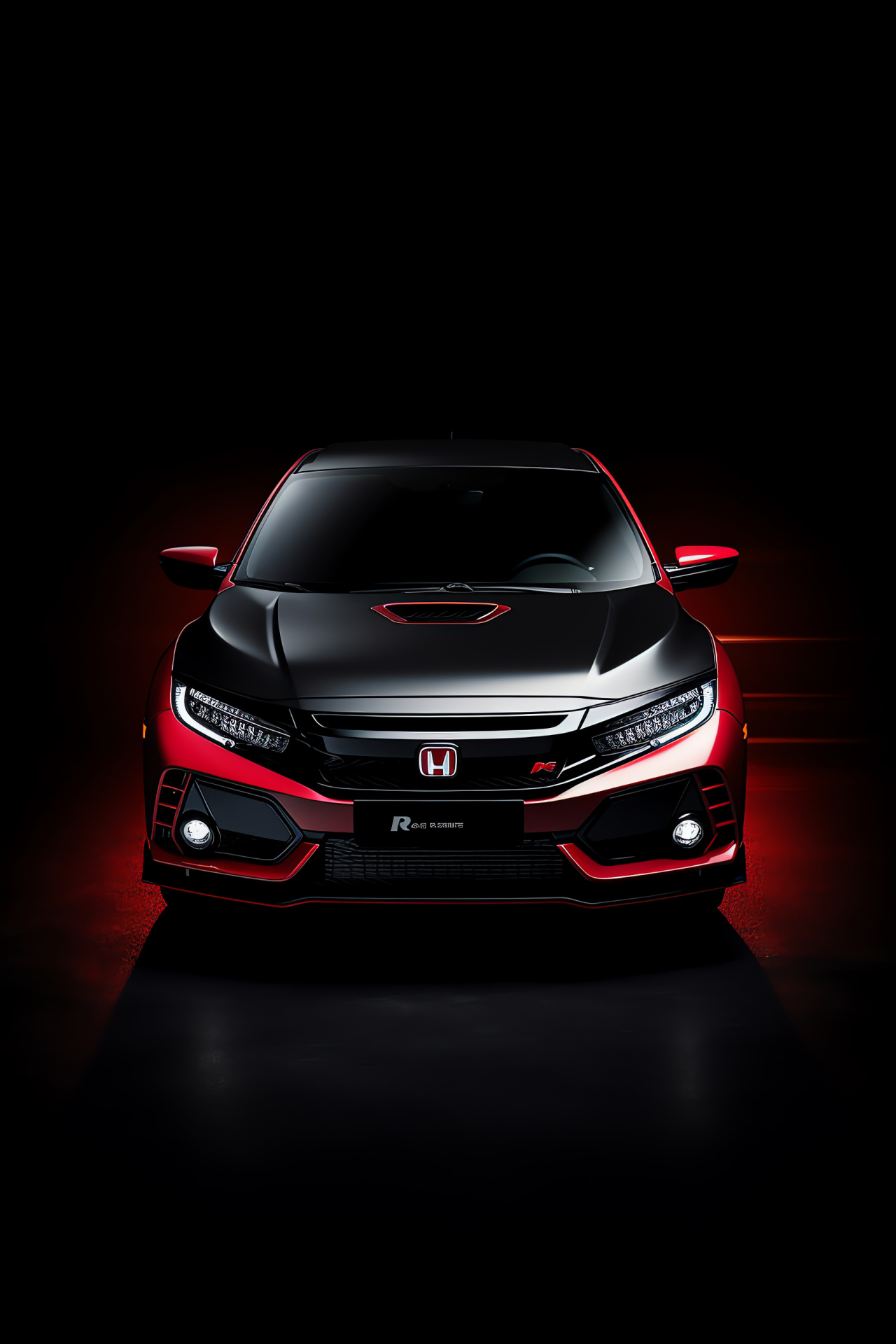 Honda Civic Type R Vtec, automotive form exposed, rich car hue, pure shade backdrop, presentation simplicity, HD Phone Image