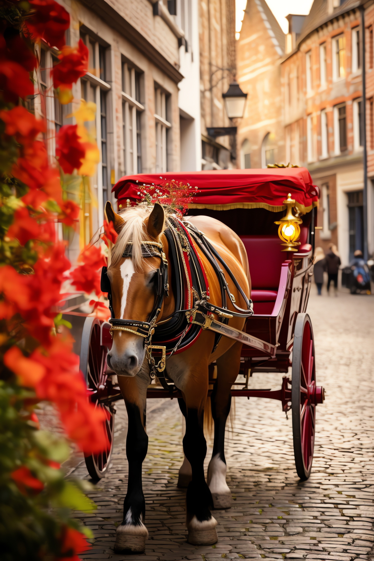 Festive Belgian holiday, Bruges charm, Traditional transport, Historic pathways, Valentine's nostalgia, HD Phone Wallpaper