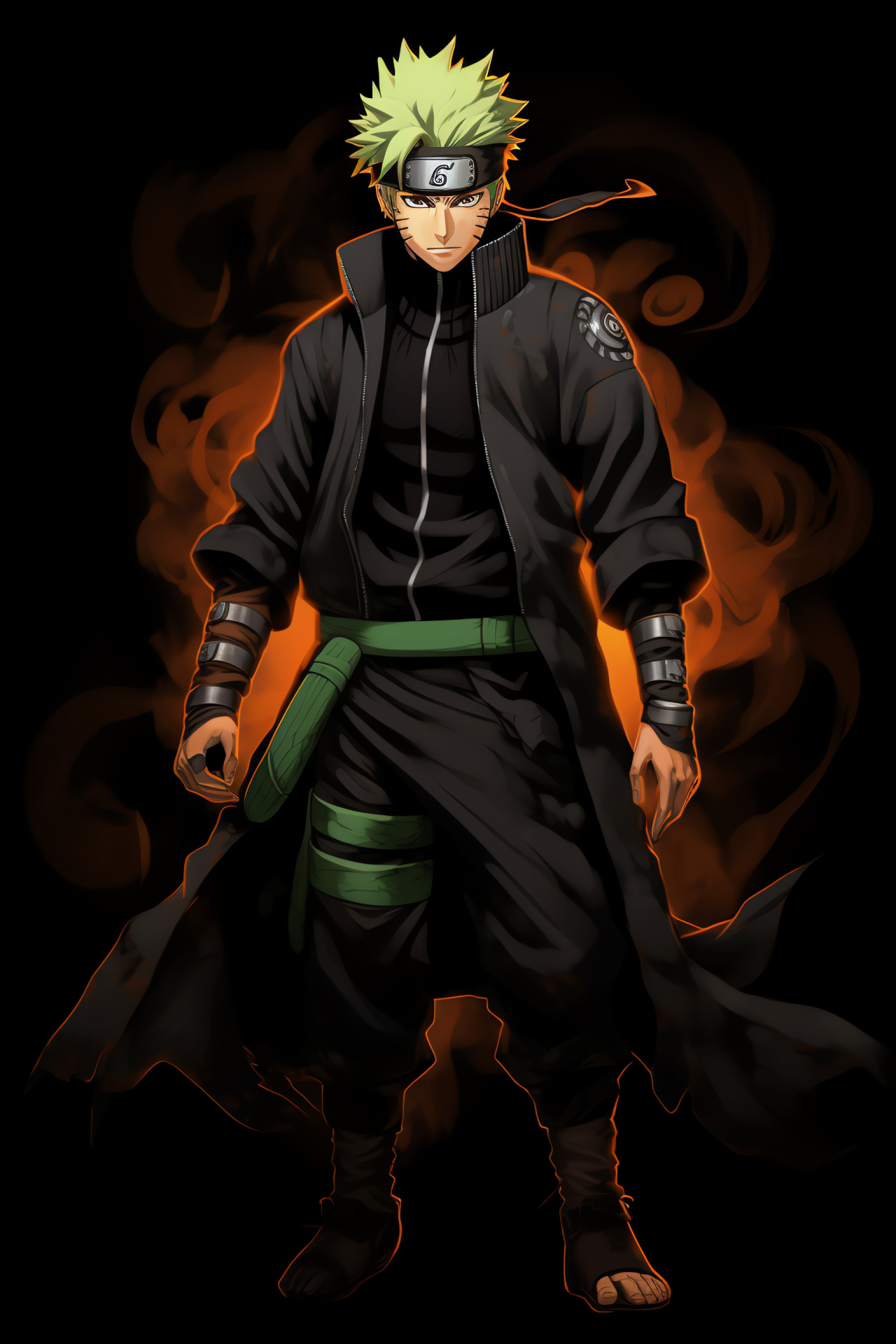 Choji Akimichi stance, Solemn black background, Ninja determination, Spiked hair detail, Round face personality, HD Phone Wallpaper