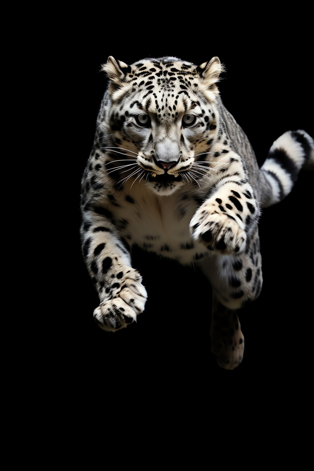 Snow Leopard, Stealthy predator, Ivory fur, Nocturnal grace, Black solitude, HD Phone Wallpaper