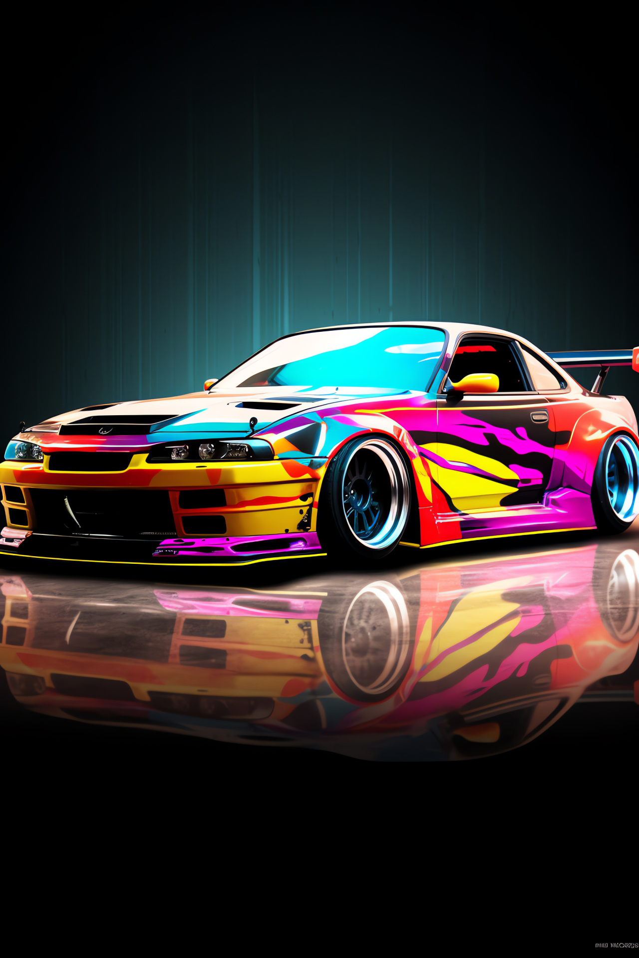 Nissan 240SX custom, Slammed auto style, Colorful aesthetics, Modified bodywork, Japanese sports car, HD Phone Image