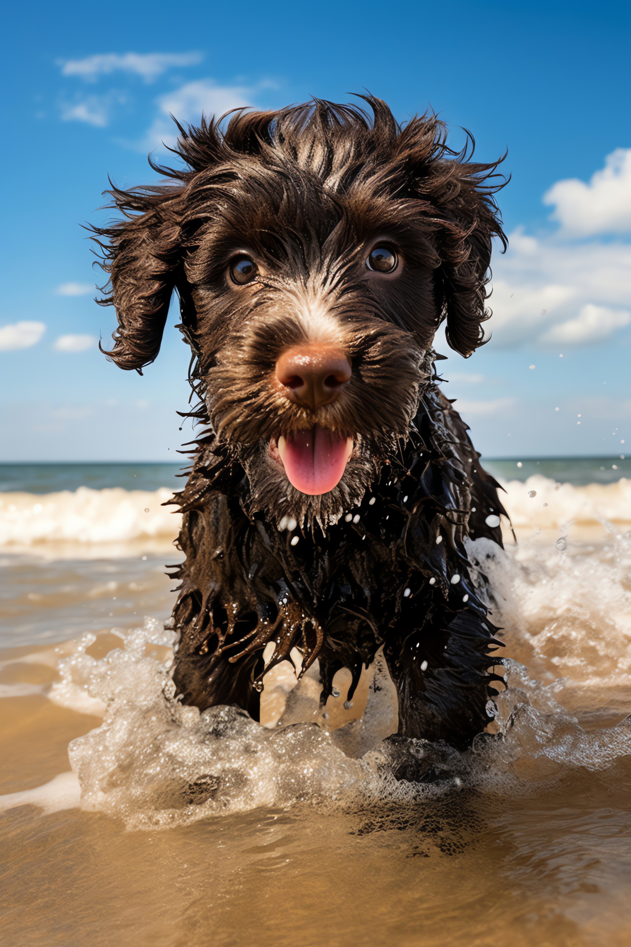 Portuguese Water Dog, Water-repellent fur, Lisbon origin, Water worker, PWD pup, HD Phone Image