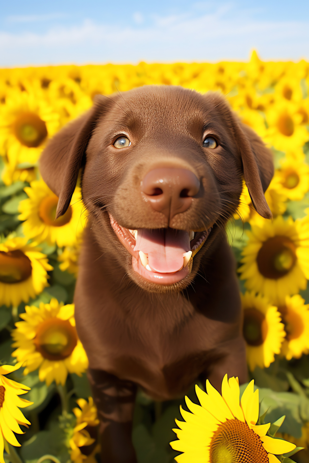 Chocolate Labrador Retriever, Puppy's expressive gaze, Dense canine fur, Retriever's chocolate hue, HD Phone Image