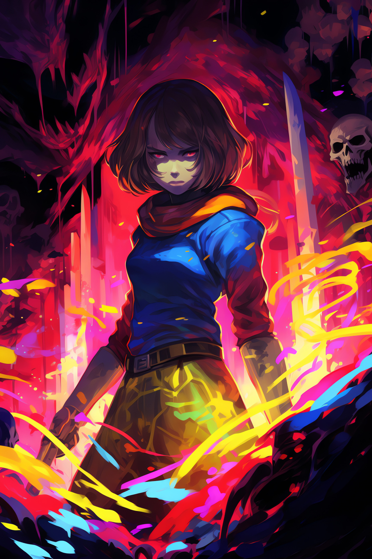 Gaming journey Frisk, Skirmish with Papyrus, Guarded arena, Gaming saga, Interactive challenge, HD Phone Wallpaper