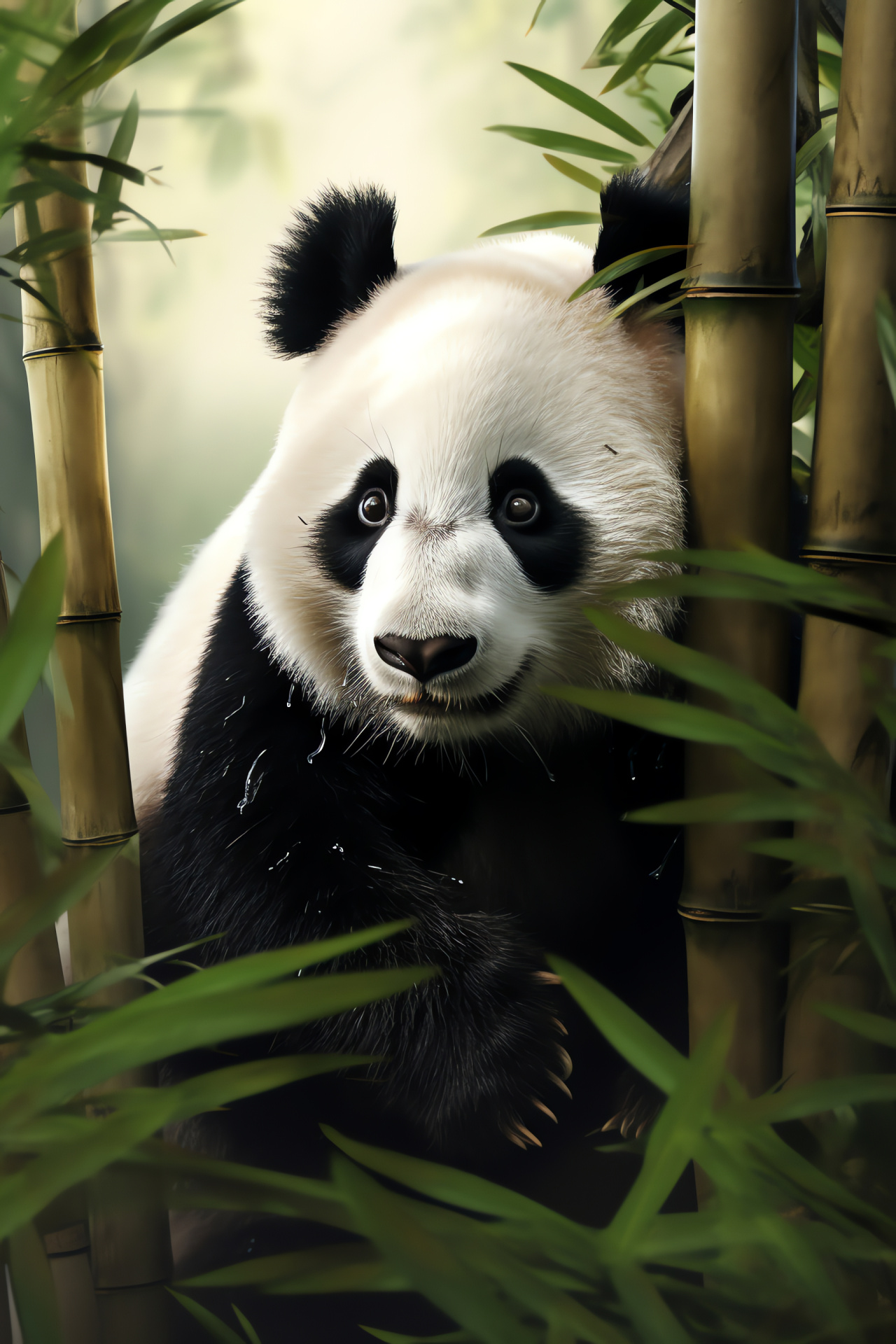 Panda agility, Sichuan wildlife, Arboreal mammal, Panda habitat, Bamboo diet, HD Phone Wallpaper