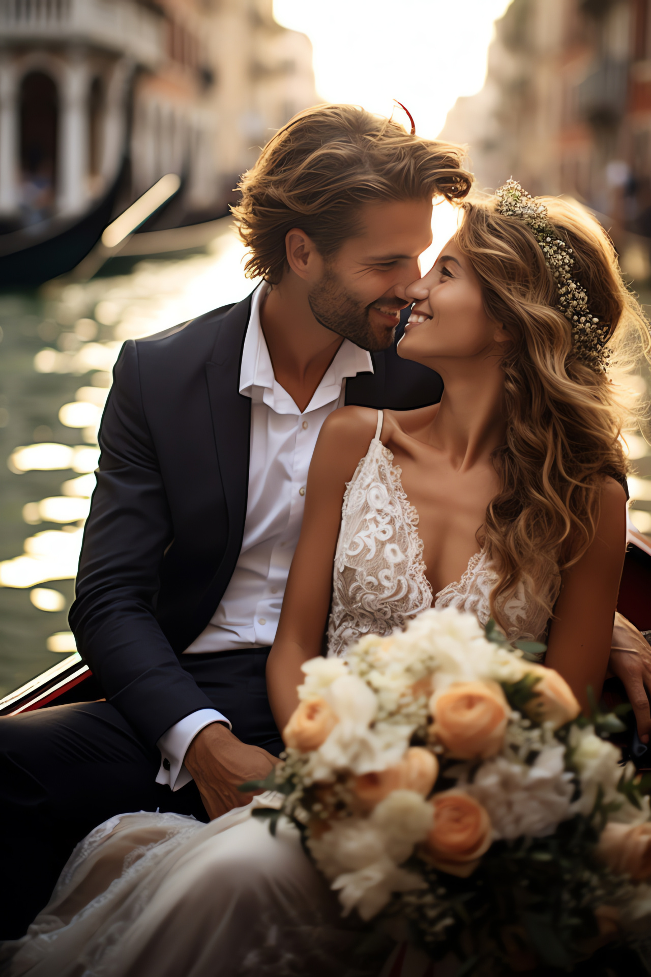 Venetian waterway romance, marital canal cruise, Italian gondola ride, picturesque water corridors, historic cityscape, HD Phone Wallpaper
