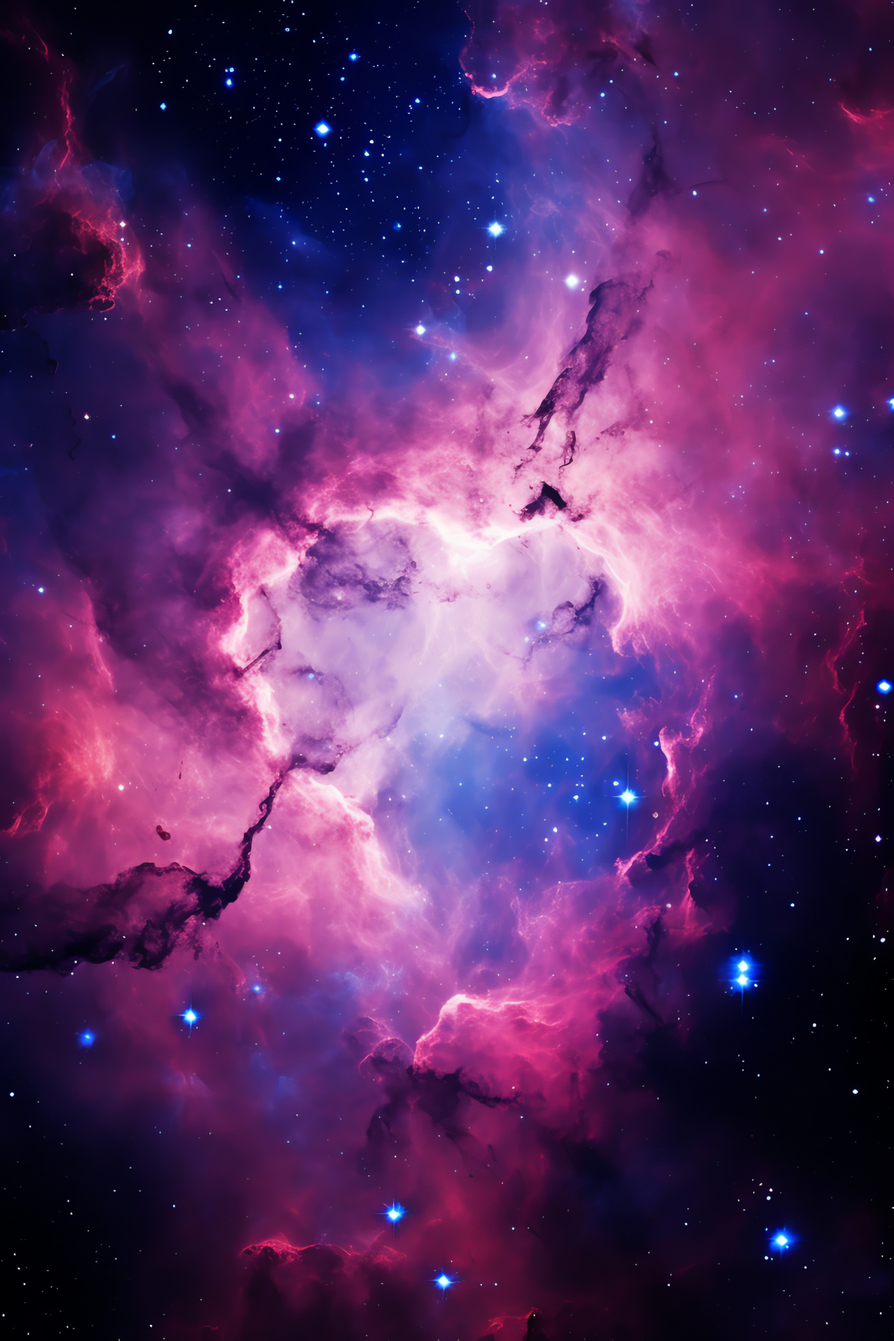 Tarantula Nebula, Luminous nebular, Interstellar clouds, Pink neon glow, Outer space spectacle, HD Phone Wallpaper