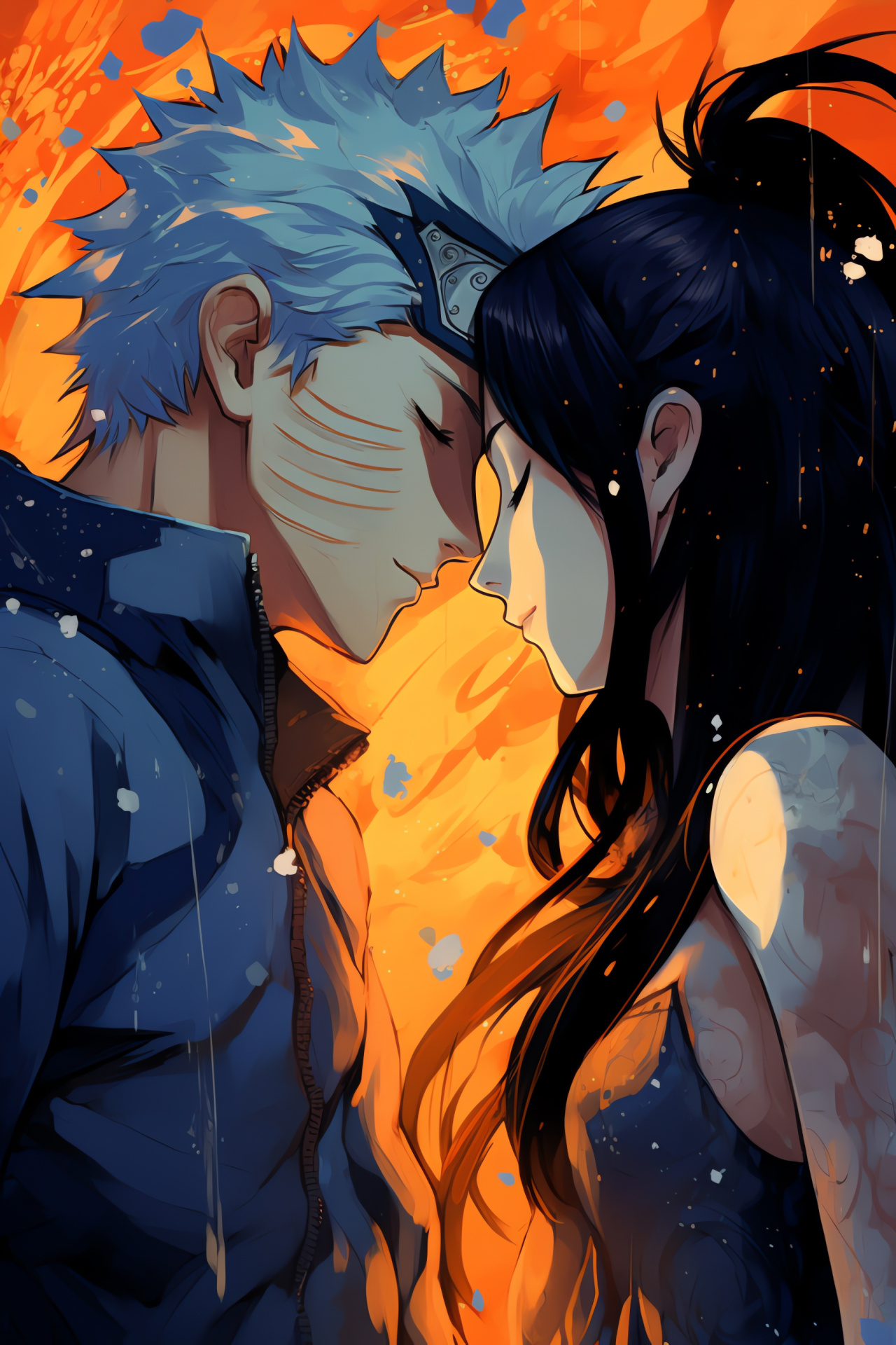 Naruto Uzumaki, Hinata Hyuga, Romantic anime act, Genuine affection, Heartfelt manga moment, HD Phone Image