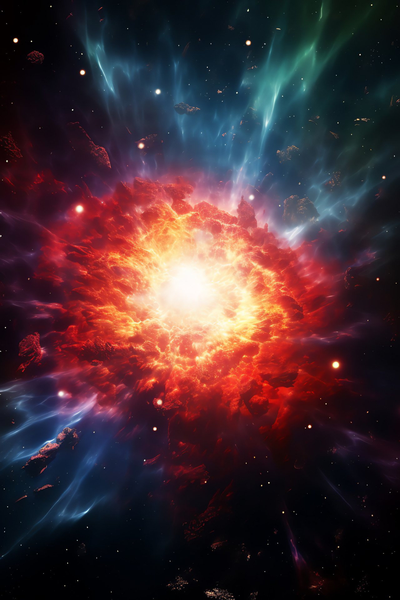 Interstellar event, Supernova collapse, Star culmination, Cosmic demise, Astronomical drama, HD Phone Image