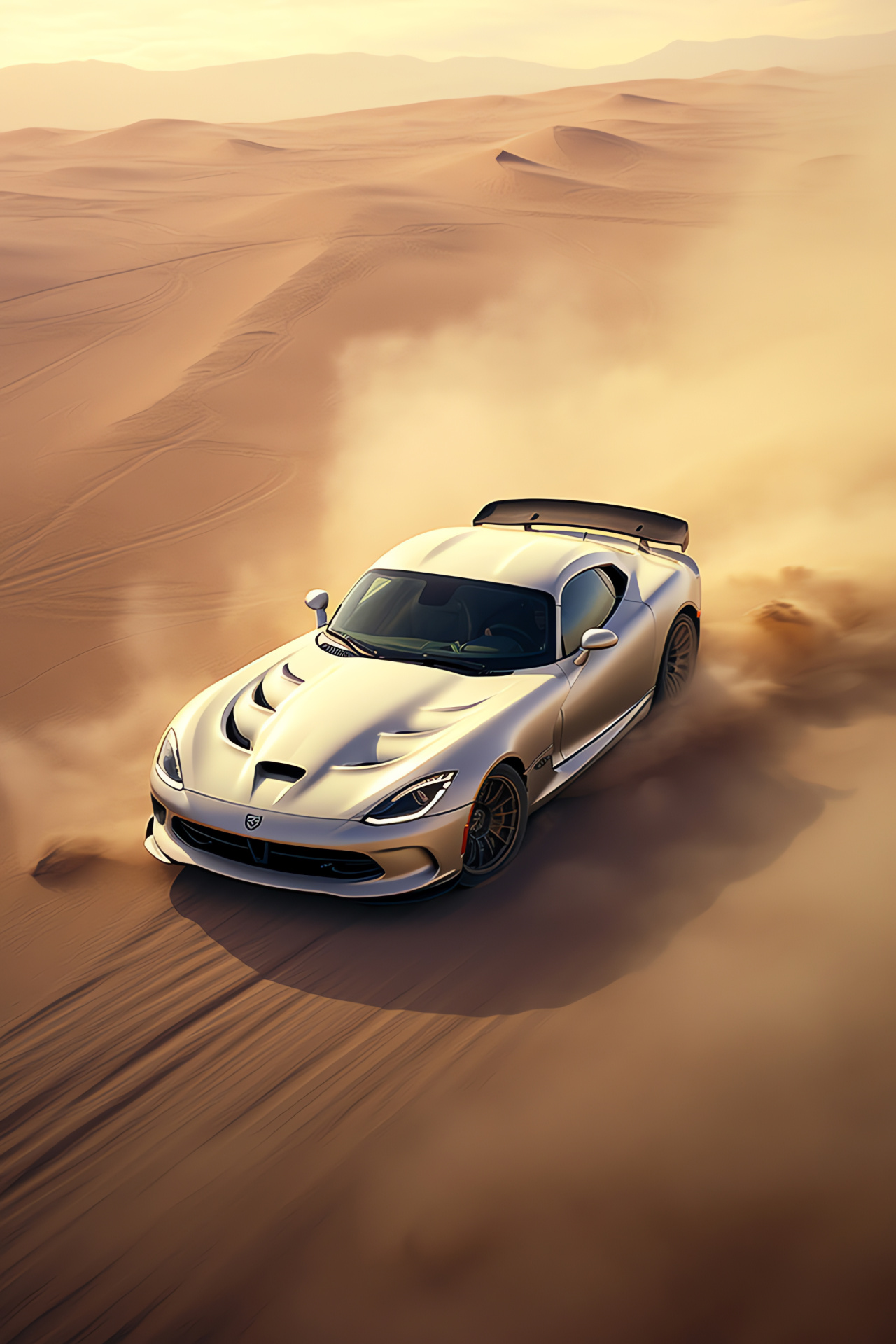 SRT Viper ACR-X, Wild desert setting, Off-road prowess, Aerial sports car view, Adventure driving, HD Phone Image