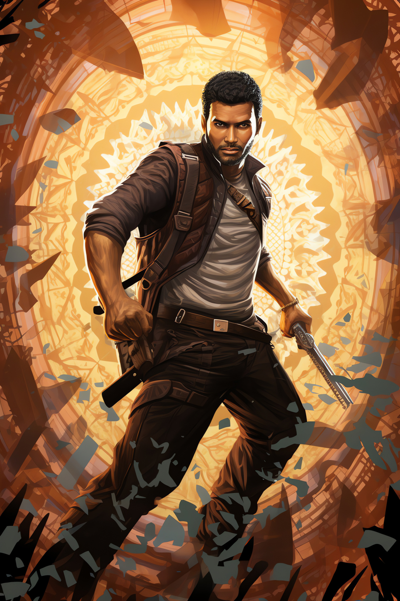 Uncharted 2 adversary, Cunning Eddy Raja, Amber ocular intensity, Hand-held cleaver, Harsh environment tactics, HD Phone Image