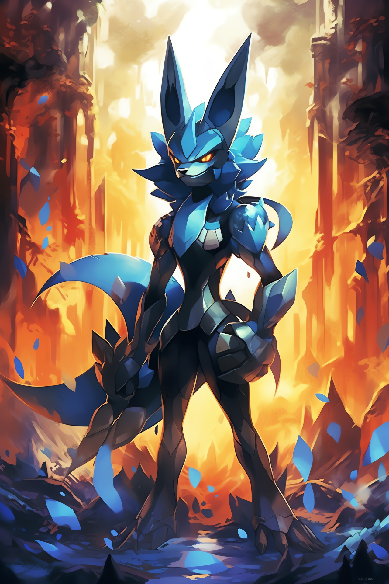 Lucario figure, Aura wielder, Sturdy appearance, Role-player's choice, Combat figure, HD Phone Image