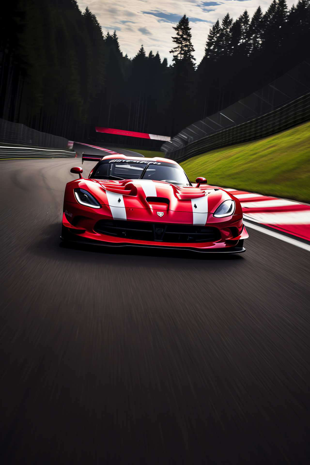 Racing circuit, SRT GT3-R, Spa-Francorchamps track, Renowned turn, Racing dynamics, HD Phone Wallpaper