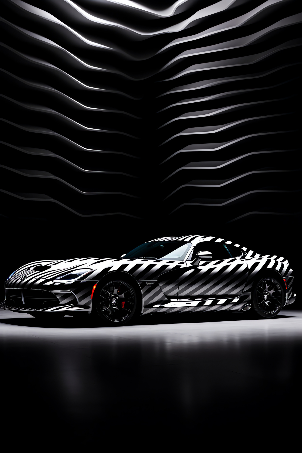 Srt Viper 2015 edition, Sideways silhouette, Artistic automotive presentation, Distinct lines, Dynamic shape, HD Phone Image