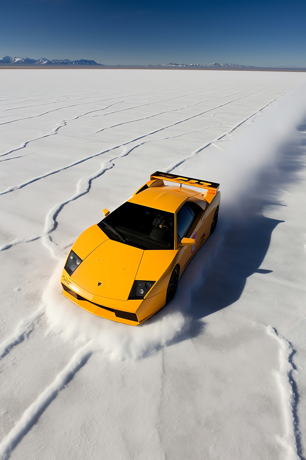 Murcielago SV, Salt Flats panorama, Velocity challenge, Flat terrain, Record-breaking attempt, HD Phone Image