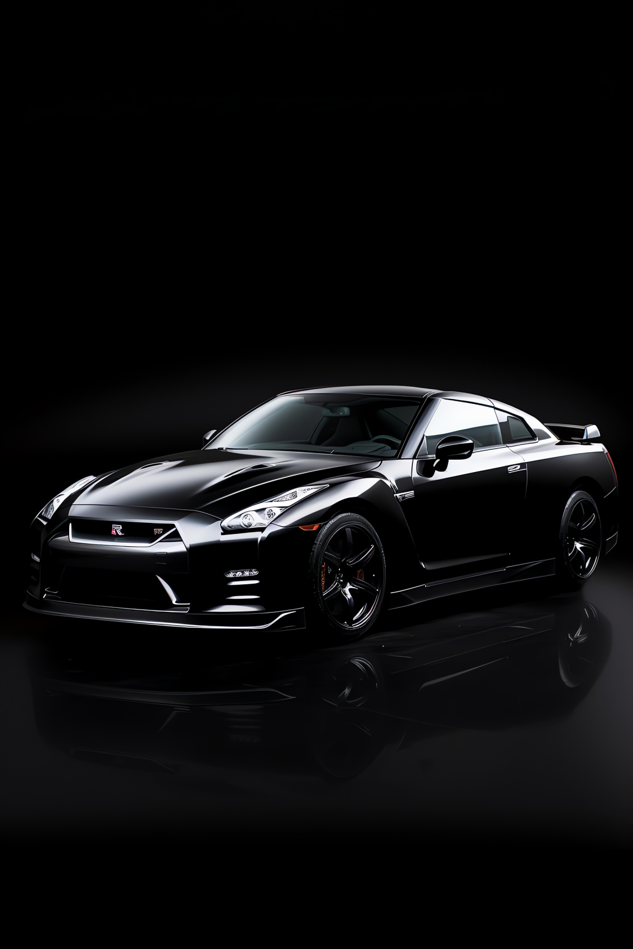 Nissan GTR from above, Chic black background, Vehicle elegance, Design sophistication, Car allure, HD Phone Image